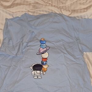 Astronaut Graphic Kids T-Shirt - Light Blue